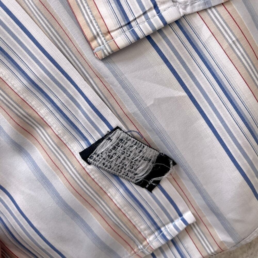 Burberry London Striped Button Down Dress Shirt Size L blue, tan, white and red. - Picture 5 of 6